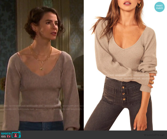 Hart Cashmere Sweater by Reformation worn by Sarah Horton (Linsey Godfrey) on Days of our Lives