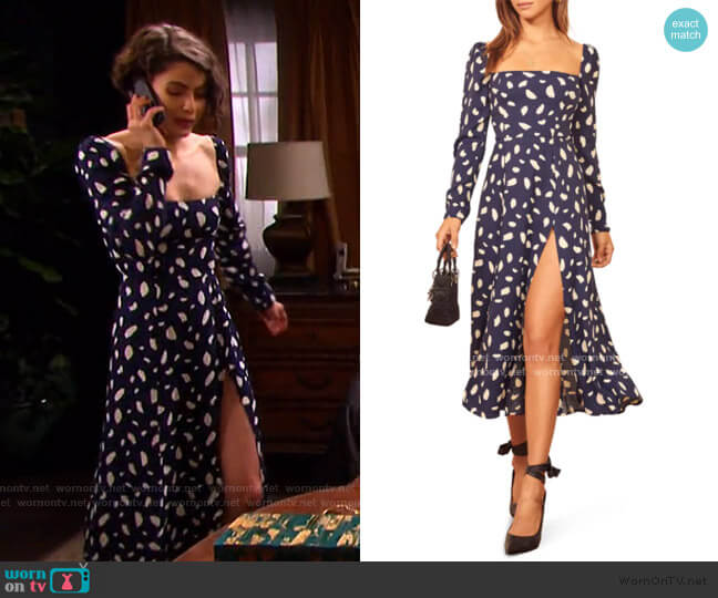 Sigmund Long Sleeve Midi Dress by Reformation worn by Sarah Horton (Linsey Godfrey) on Days of our Lives