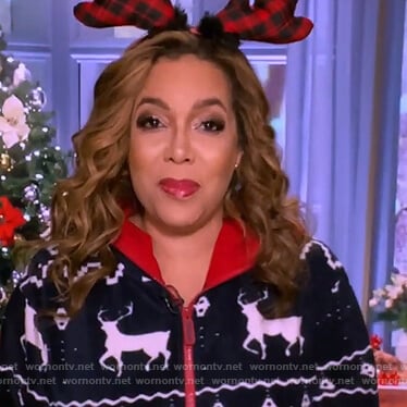 Sunny’s blue reindeer jumpsuit on The View