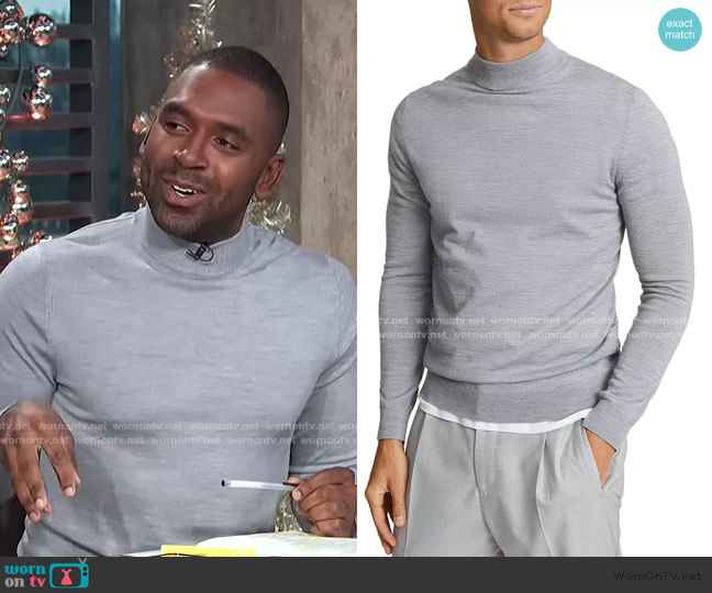 Slim Fit Wool Turtleneck Sweater by Reiss worn by Justin Sylvester on E! News