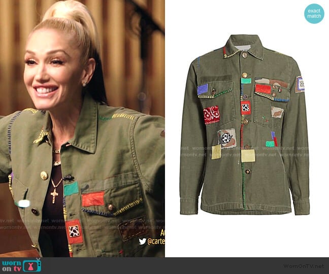 Simon Patchwork Cargo Jacket by Riley worn by Gwen Stefani on The Voice