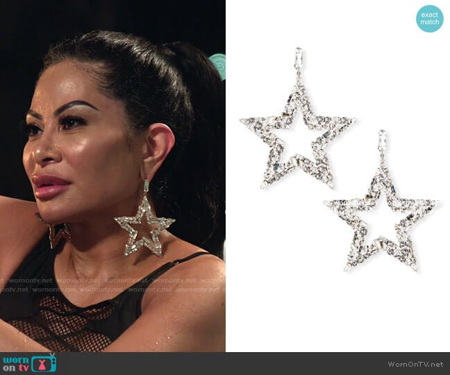 Smoking Crystal Star Earrings by Saint Laurent worn by Jen Shah on The Real Housewives of Salt Lake City