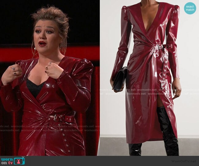 WornOnTV: Kelly’s red latex wrap dress on The Voice | Kelly Clarkson ...