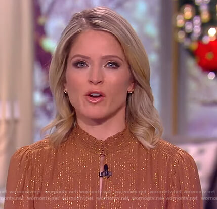 Sara's brown metallic keyhole dress on The View