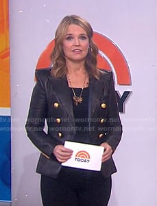 Savannah’s black double breasted leather blazer on Today