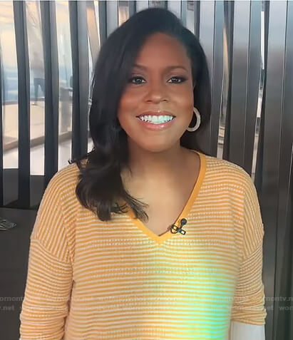 Sheinelle’s yellow striped v-neck top on Today