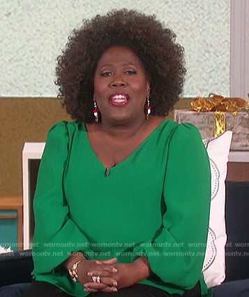 Sheryl’s green puff sleeve blouse on The Talk