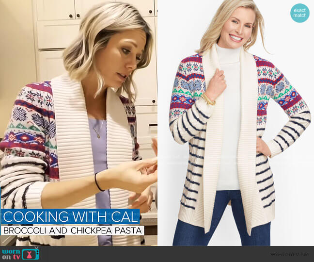 Cozy Cableknit Flyaway Cardigan by Talbots worn by Dylan Dreyer on Today