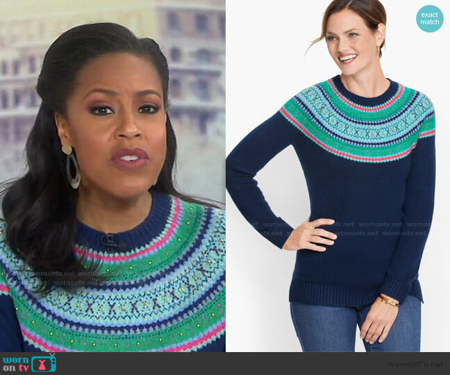 Beaded Fair Isle Sweater by Talbots worn by Sheinelle Jones on Today