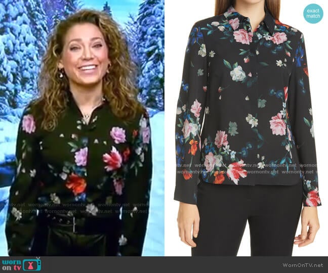 Sandalwood Floral Print Shirt by Ted Baker worn by Ginger Zee on Good Morning America