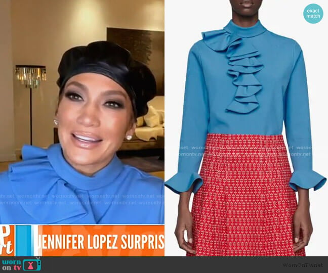 Ruffled Bell Sleeve Blouse by Gucci worn by Jennifer Lopez on Today