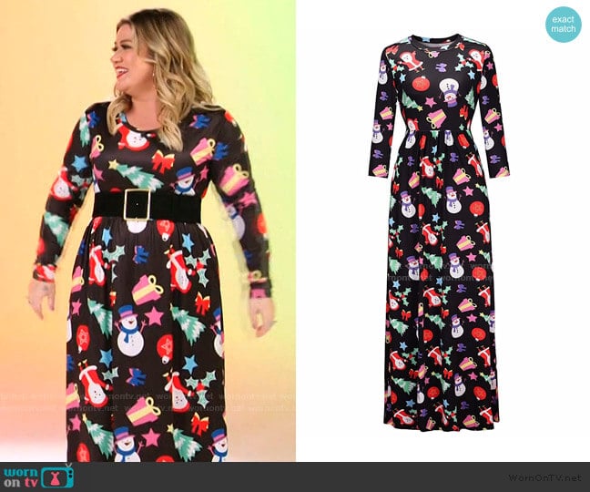  Ugly Christmas Long Maxi Dress at Walmart worn by Kelly Clarkson on The Voice