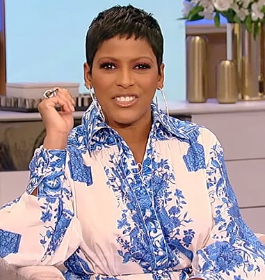 Tamron’s floral print shirtdress on Tamron Hall Show