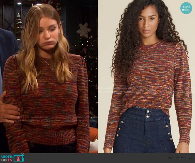 Raissa Puff Sleeve Sweater by Veronica Beard worn by Alice Caroline Horton (Lindsay Arnold) on Days of our Lives