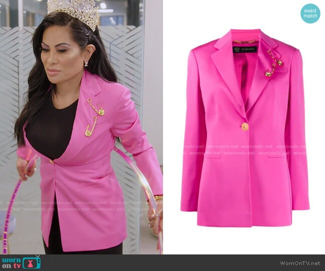 Pin embellished Blazer by Versace worn by Jen Shah on The Real Housewives of Salt Lake City