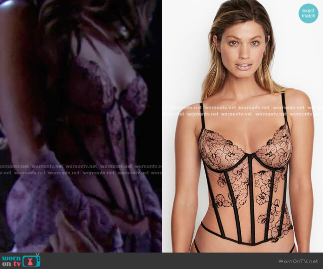 Victorias Secret Lightly Lined Embroidered Corset worn by Steffy Forrester (Jacqueline MacInnes Wood) on The Bold and the Beautiful