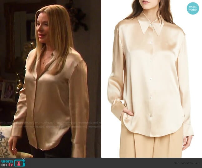 Shaped Collar Silk Blouse by Vince worn by Jennifer Horton (Cady McClain) on Days of our Lives