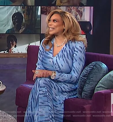 Wendy’s blue tiger stripe ribbed dress on The Wendy Williams Show