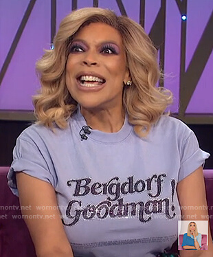 Wendy’s blue Bergdorf Goodman top on The Wendy Williams Show