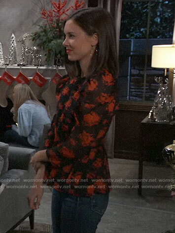 Willow’s black floral print blouse on General Hospital