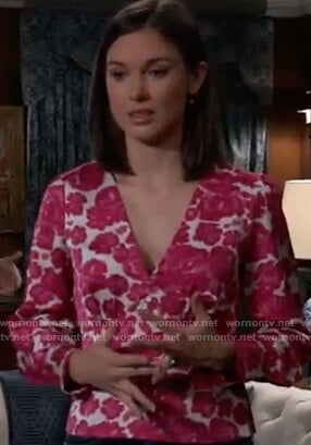 Willow’s pink floral v-neck blouse on General Hospital