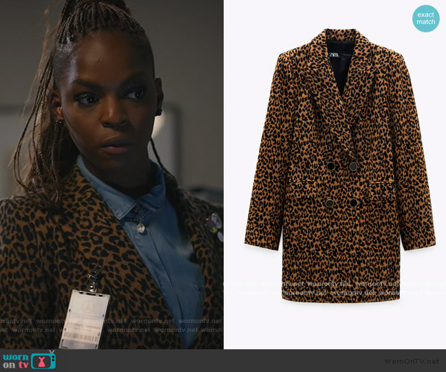 Animal Print Frock Coat by Zara worn by Vanessa Johnson (Samantha Marie Ware) on All Rise