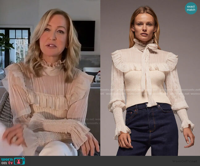 Combination Knit Sweater by Zara worn by Lara Spencer  on Good Morning America