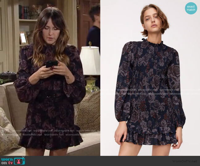 Printed Mini Dress by Zara worn by Chloe Mitchell (Elizabeth Hendrickson) on The Young & the Restless