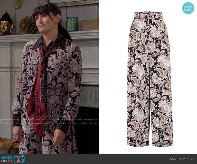 Zimmermann Ladybeetle Piped Pant worn by Quinn Fuller (Rena Sofer) on The Bold and the Beautiful