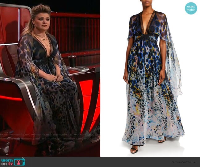 Long Dress With Cape by Zuhair Murad worn by Kelly Clarkson  on The Voice