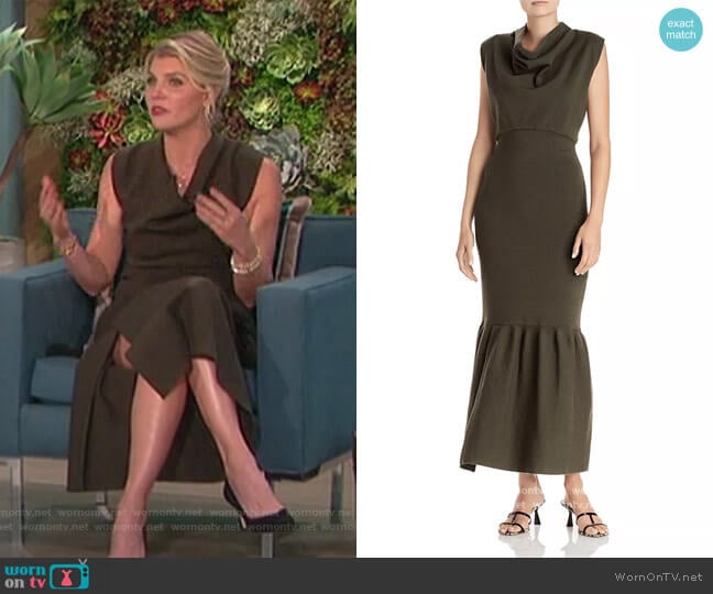 Military Cowl-Neck Ribbed Dress by 3.1 Phillip Lim worn by Amanda Kloots on The Talk