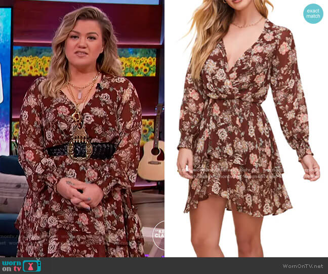 WornOnTV: Kelly’s burgundy floral mini dress on The Kelly Clarkson Show ...
