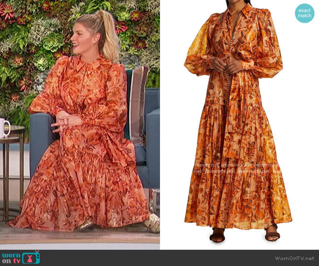 Naples Puff-Sleeve Maxi Dress by Acler worn by Amanda Kloots on The Talk