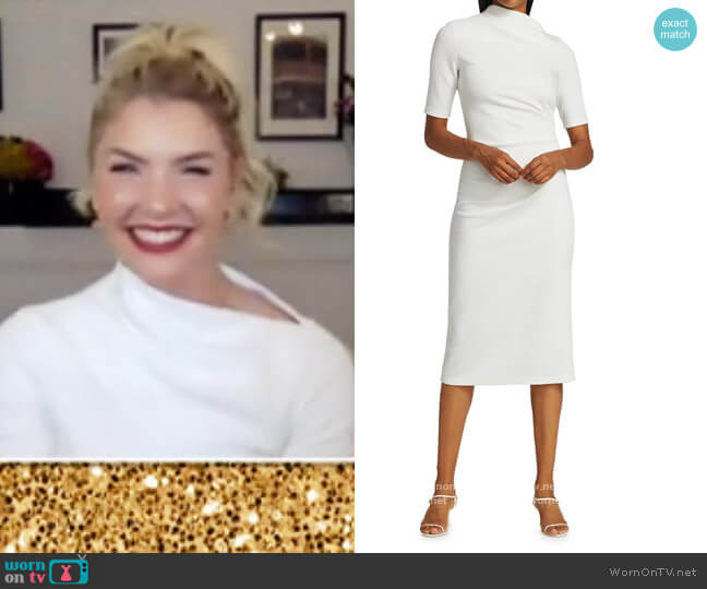 white asymmetric neckline dress ...