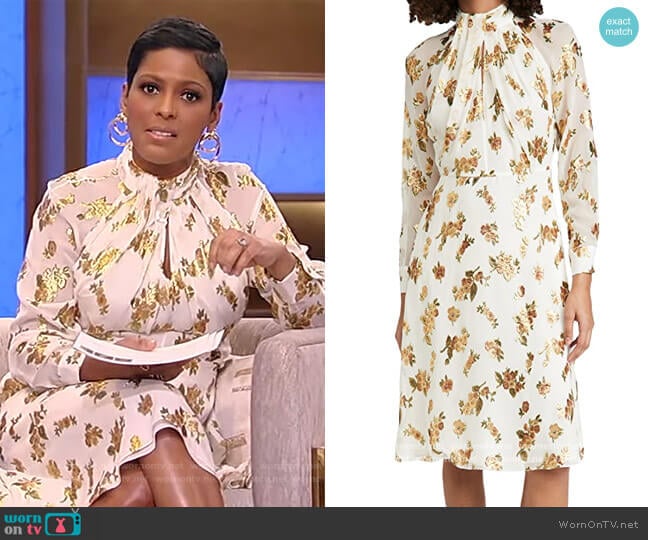 Dress With Twist Drape Neck by Adam Lippes worn by Tamron Hall on Tamron Hall Show