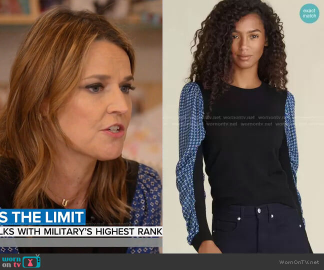 Adler Mixed-Media Sweater by Veronica Beard worn by Savannah Guthrie on Today