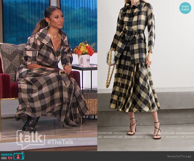 Checked mulberry silk-organza jacquard jacket and skirt by Akris worn by Elaine Welteroth on The Talk