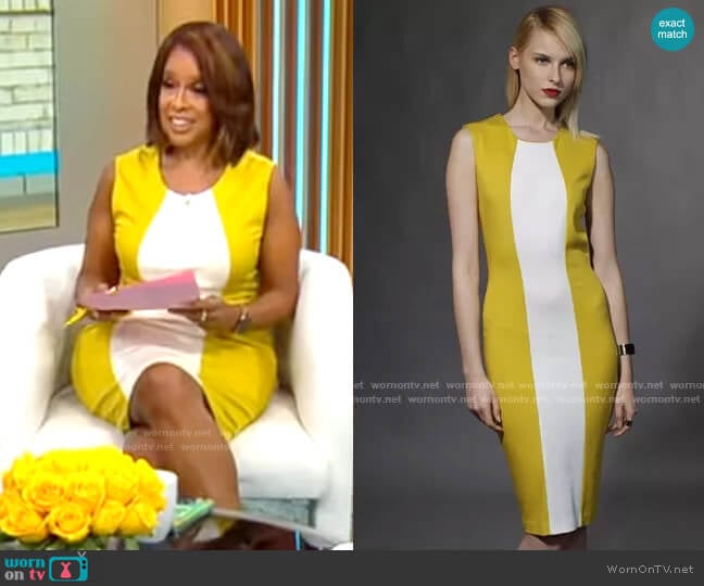 Alex Kramer Yellow and White Dress worn by Gayle King on CBS Mornings