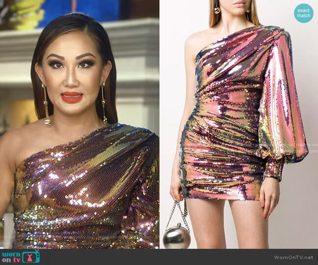 Sequin One Shoulder Dress by Alex Perry worn by Tiffany Moon on The Real Housewives of Dallas