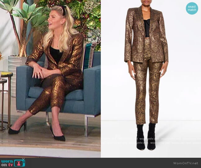 Richie Blazer and Gloriane Trousers by Alice + Olivia worn by Amanda Kloots on The Talk