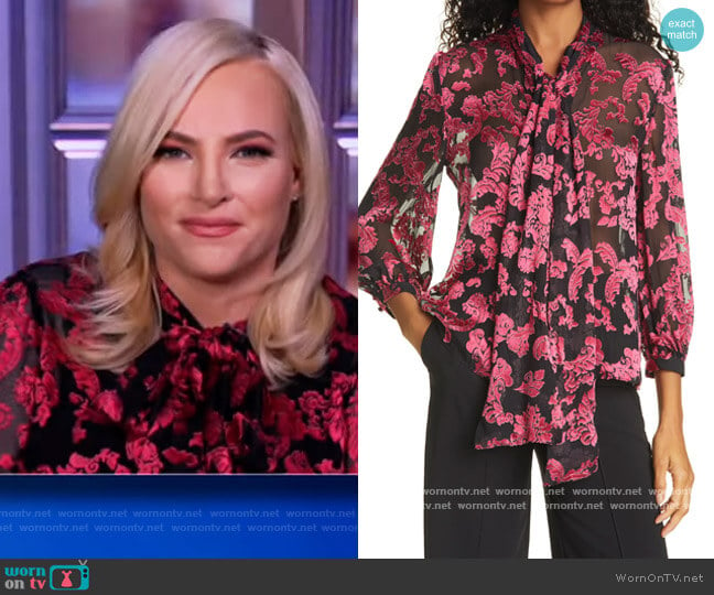 Jeannie Bow Silk Burnout Blouse by Alice + Olivia worn by Meghan McCain on The View