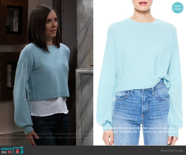 Ansley Puff-Sleeve Crop Sweater by Alice + Olivia worn by Willow Tait (Katelyn MacMullen) on General Hospital