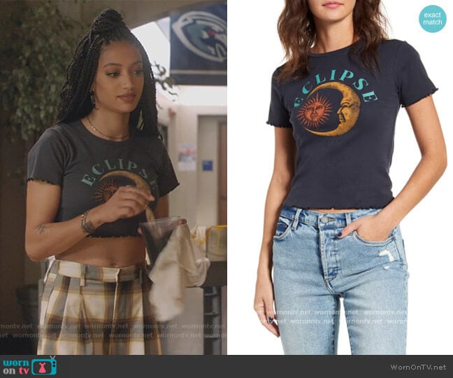 Eclipse Lettuce Edge Tee by Urban Outfitters worn by Olivia Baker (Samantha Logan) on All American