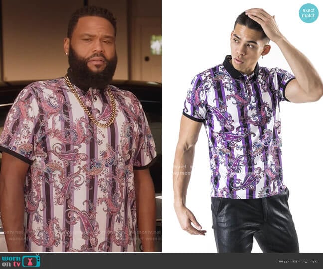 Paisley Stripe Shirt by Barabas worn by Andre Johnson (Anthony Anderson) on Black-ish