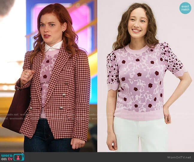 Begonia Jacquard Sweater by Kate Spade worn by Zoey Clarke (Jane Levy) on Zoeys Extraordinary Playlist