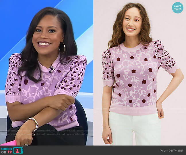 Begonia Jacquard Sweater by Kate Spade worn by Sheinelle Jones  on Today