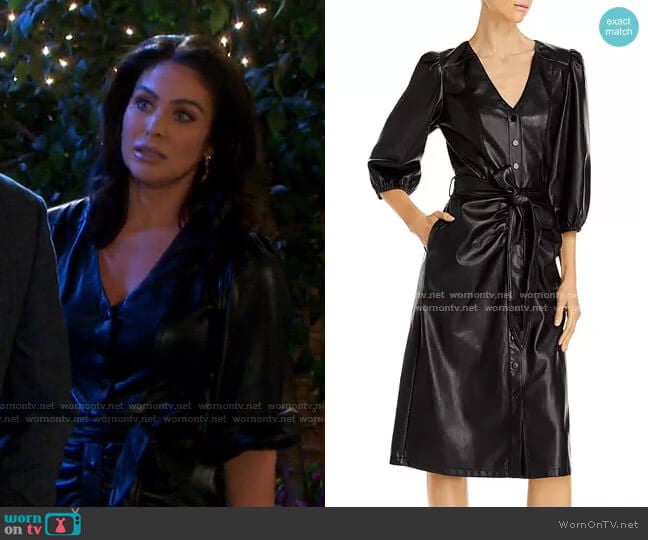 Belted Faux Leather Midi Dress by Lucy Paris worn by Chloe Lane (Nadia Bjorlin) on Days of our Lives