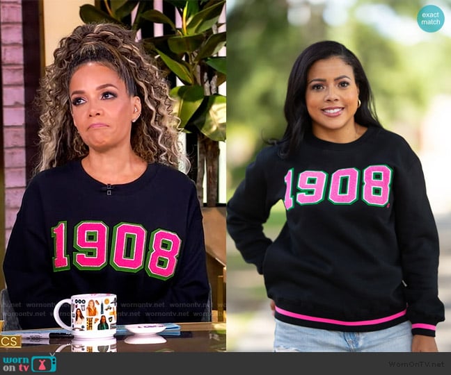 Black 1908 Sweatshirt by Fashionably Greek worn by Sunny Hostin on The View