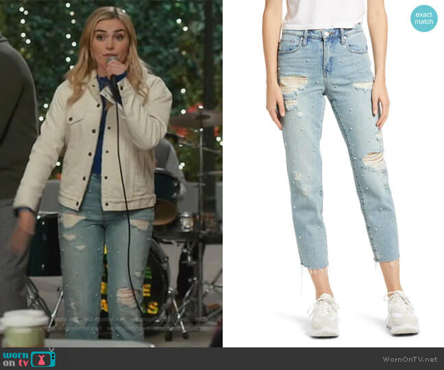 Taylor’s pearl embellished denim jeans on American Housewife