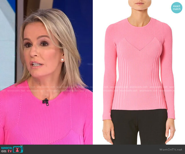 WornOnTV: Jennifer’s pink ribbed crewneck sweater on Good Morning ...